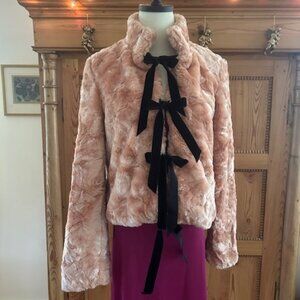 Vintage Betsy Johnson Pink Faux Fur Car Coat